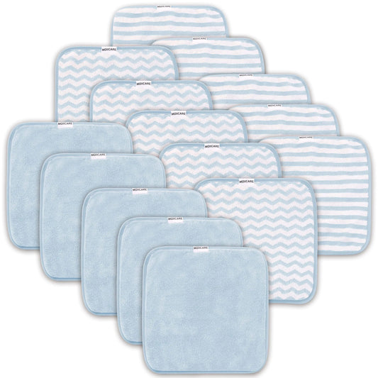 MOIICARE 15 Pack Baby Washcloths - Super Soft Absorbent Wash Cloths for Boy and Girl Newborn Essentials Baby Clothes Gentle on Sensitive Skin for Face and Body 10" by 10" Aquamarine