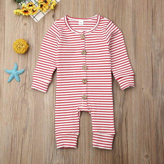 Autumn Winter Baby Striped Knitted Onesie