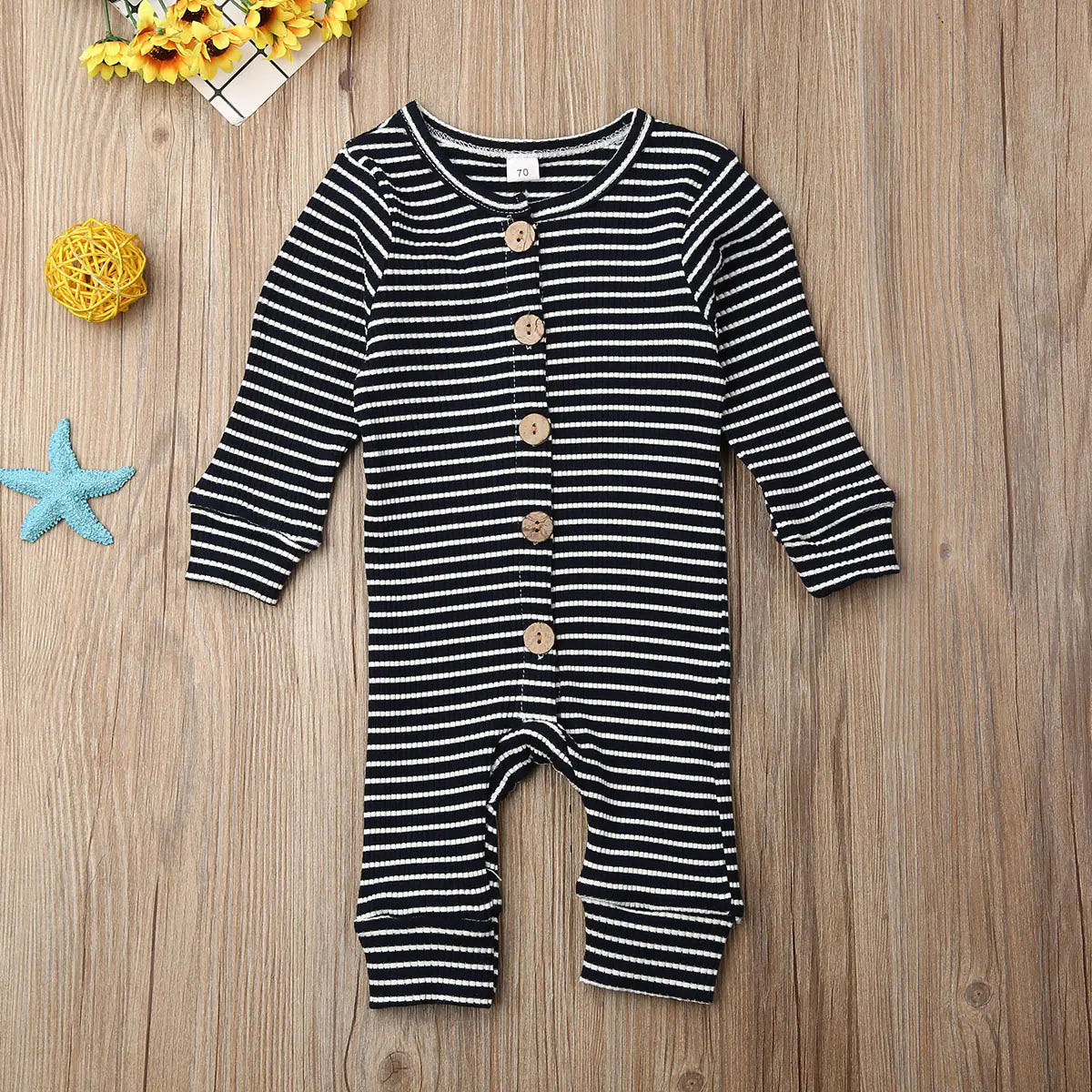 Autumn Winter Baby Striped Knitted Onesie