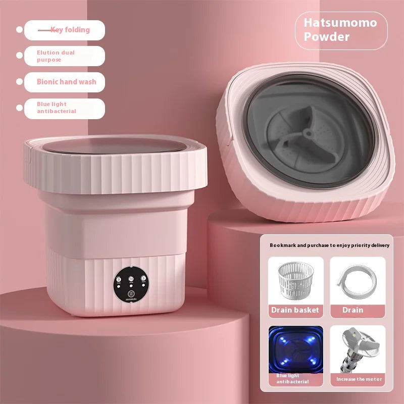 Mini Folding Washing Machine for Baby Clothes & Socks with Multiple Plug Options