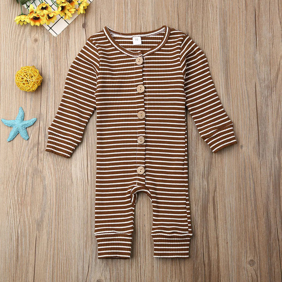 Autumn Winter Baby Striped Knitted Onesie