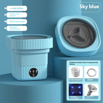 Mini Folding Washing Machine for Baby Clothes & Socks with Multiple Plug Options