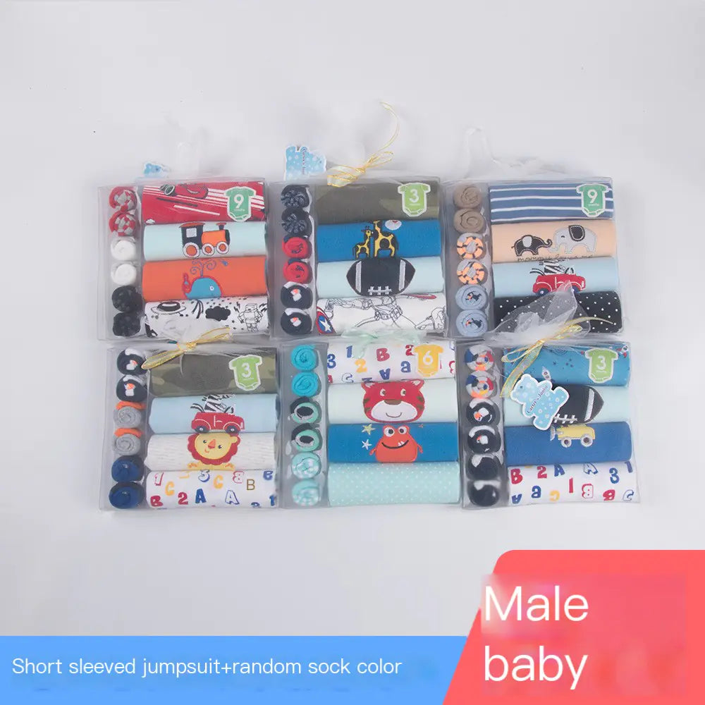 Baby Clothes Gift Set with Short Sleeve Bodysuit & Socks