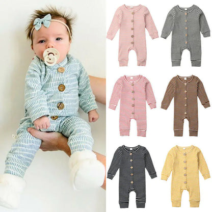 Autumn Winter Baby Striped Knitted Onesie